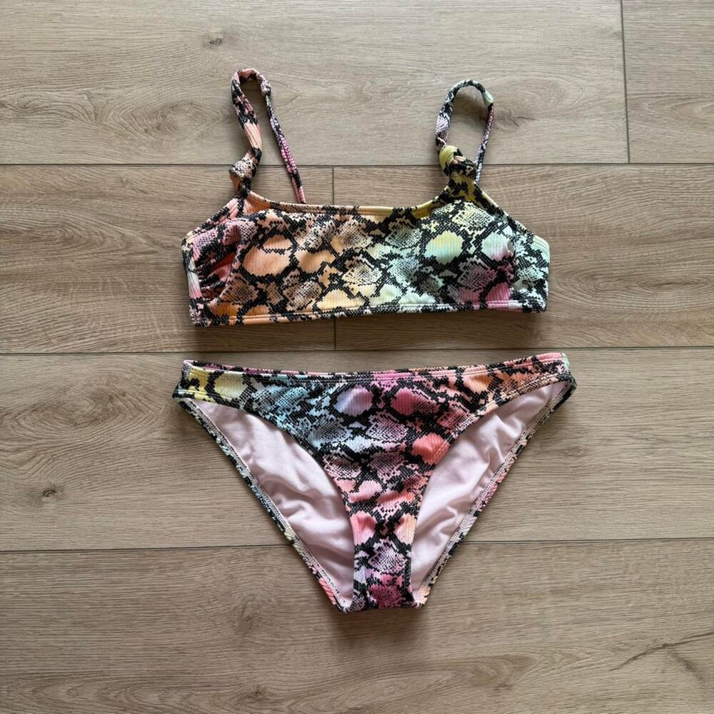 Multicoloured snake print bikini set size medium